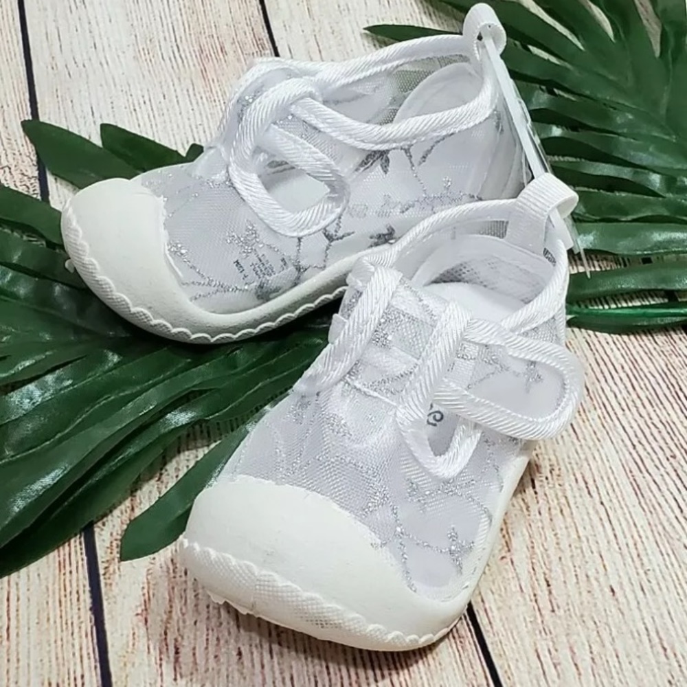Baby Shoes Rising Star Mesh White Silver Glitter Shoes